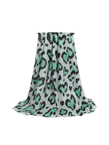 Scarvii - Heart Leopard Pattern Long Fashion Scarf