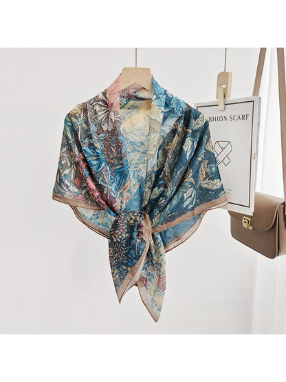 Scarvii - Botanical Collage Print Fashion Square Scarf