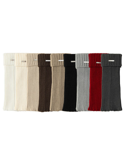 Cozyra - Ribbed Buckle Detail Slouch Leg Warmers