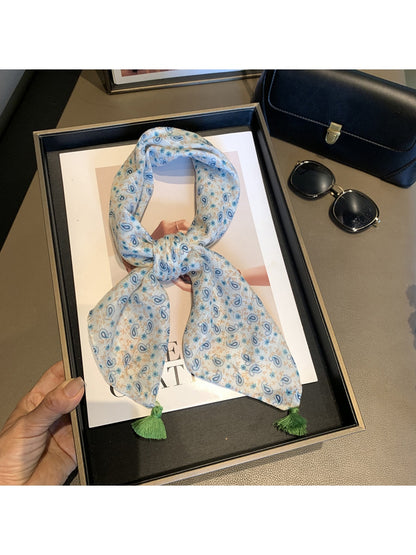 Scarvii - Decorative Paisley Print Tassel Square Scarf