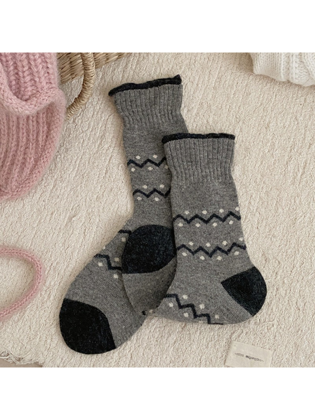 Rufia - Soft Wave Pattern Crew Socks