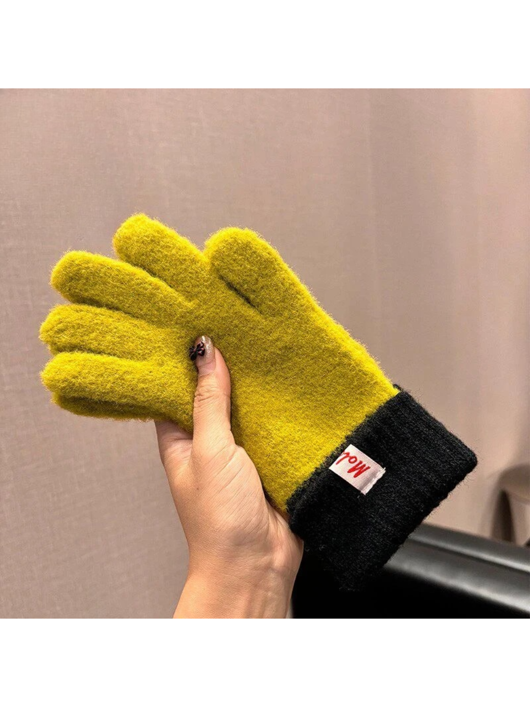 Gloving - Colorblock Fuzzy Texture Gloves