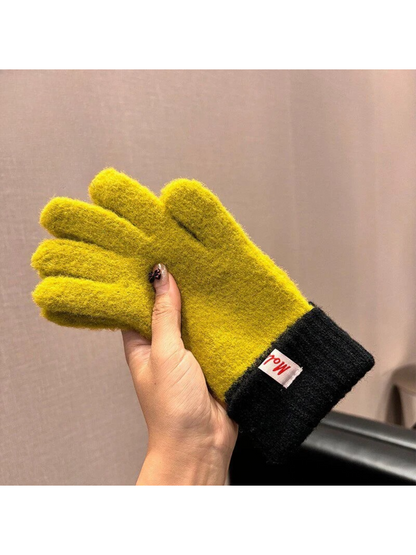 Gloving - Colorblock Fuzzy Texture Gloves
