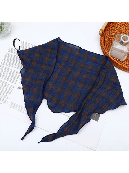Scarvii - Retro Plaid Lightweight Triangle Bandana