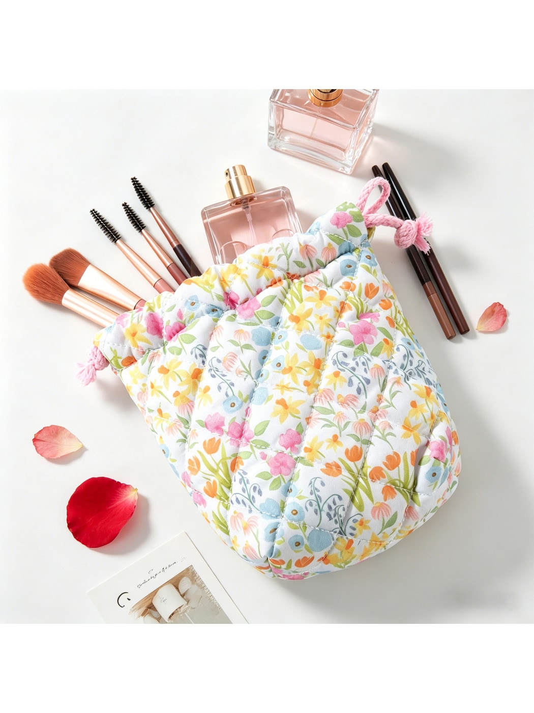 Cosbai - Elegant Floral Pattern Drawstring Pouch