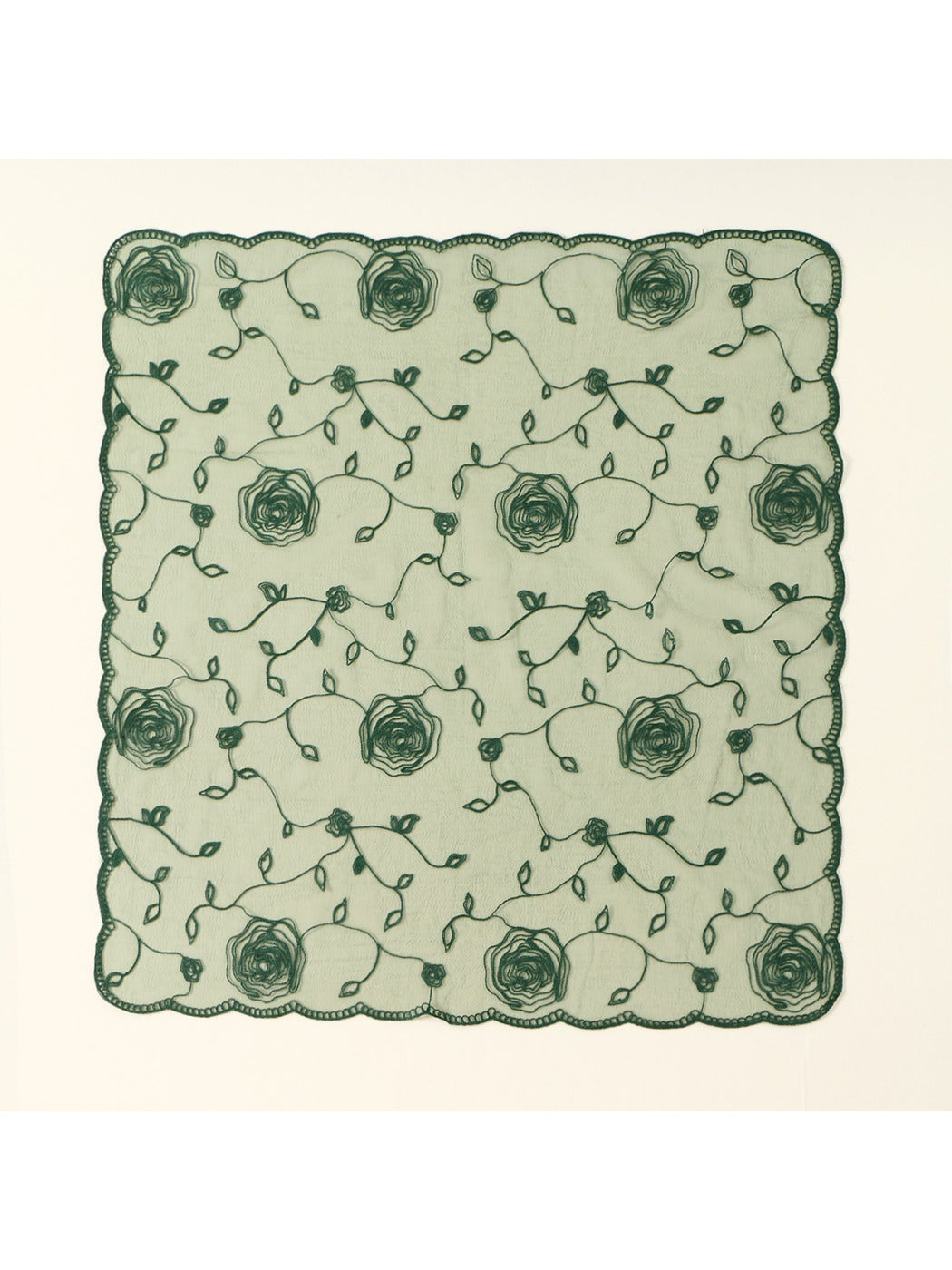 Scarvii - Rose Embroidered Square Scarf & Shawl