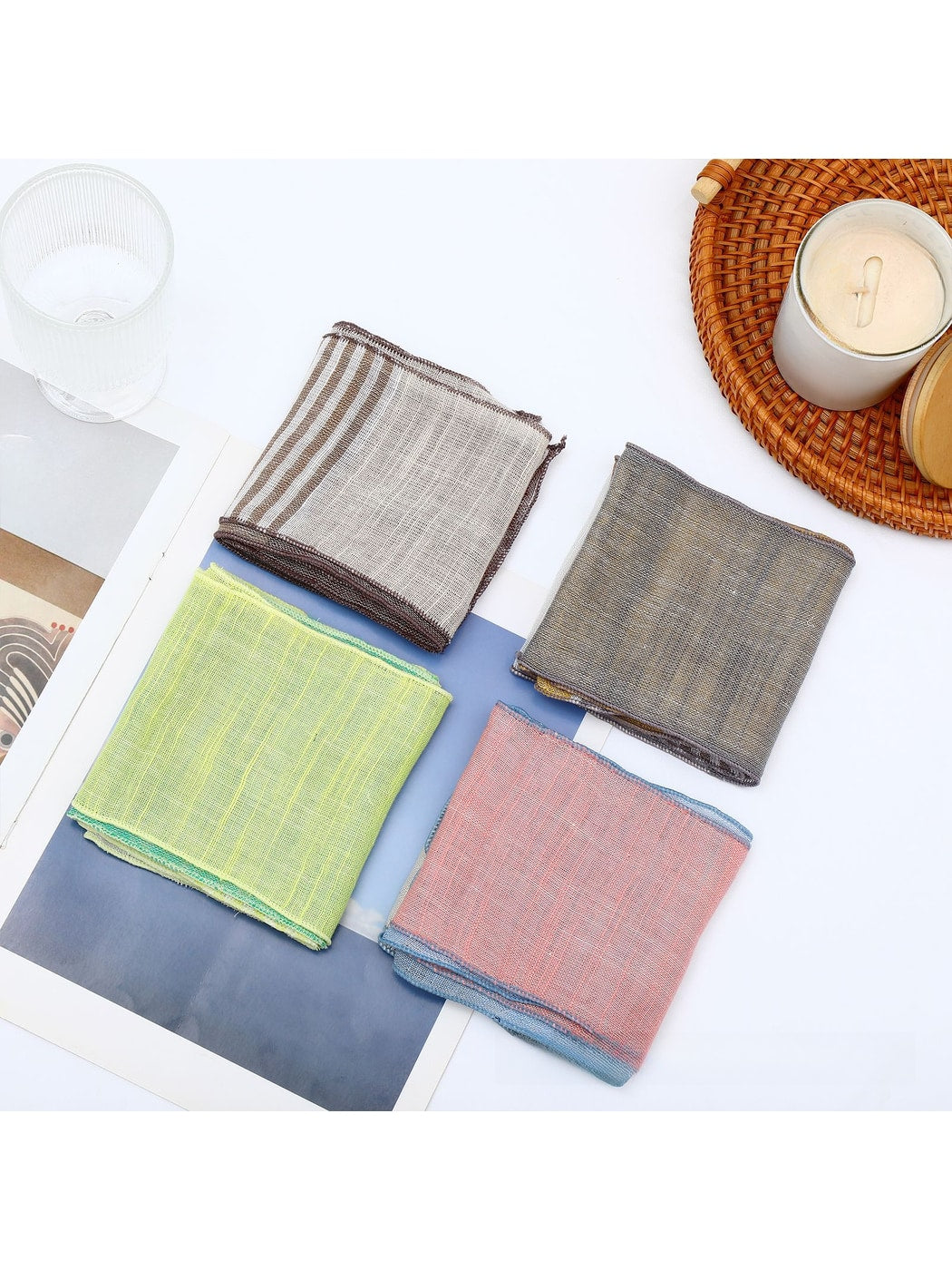 Scarvii - Striped Color Block Narrow Long Scarf