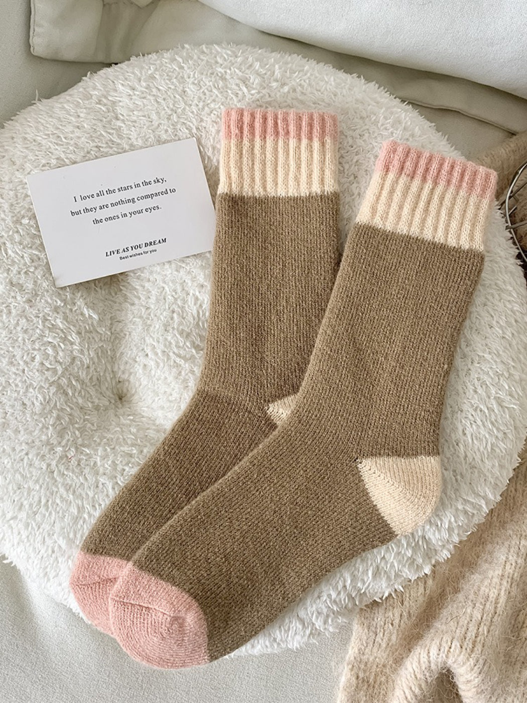 Rufia - Cozy Textured Knit Crew Socks