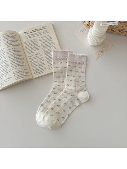 Rufia - Floral Mesh Trim Women's Crew Socks