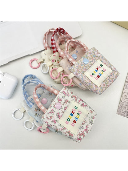 Cosbai - Floral Patchwork Mini Earphone Pouch & Coin Purse