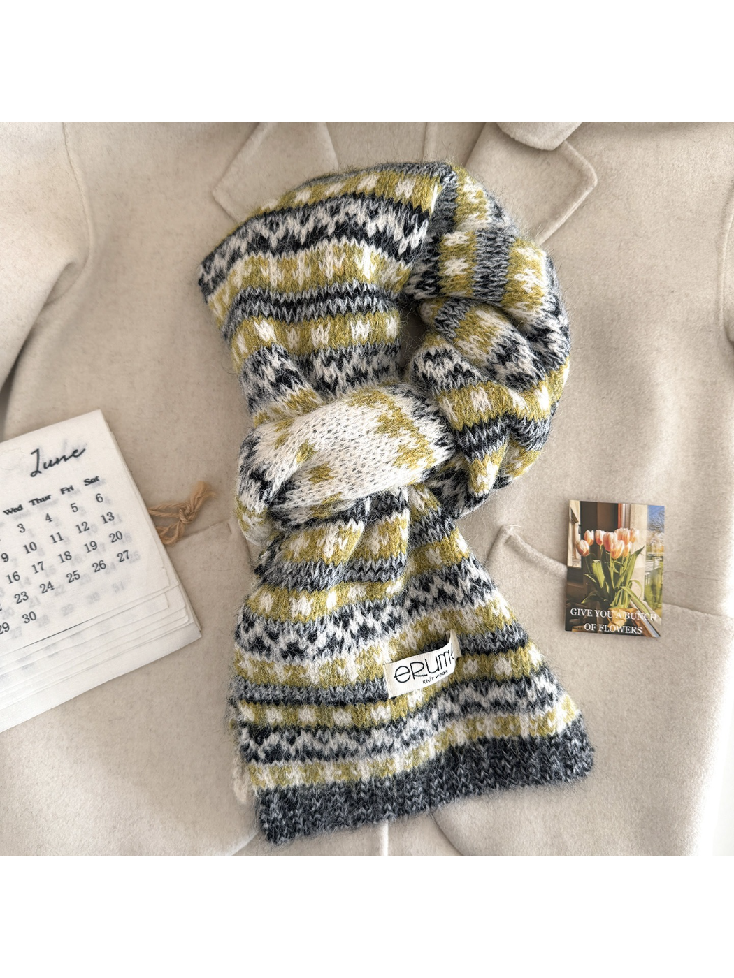 Scarvii - Nordic Fair Isle Fuzzy Scarf