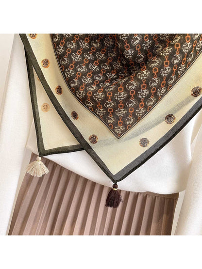 Scarvii - Elegant Neat Print Square Scarf