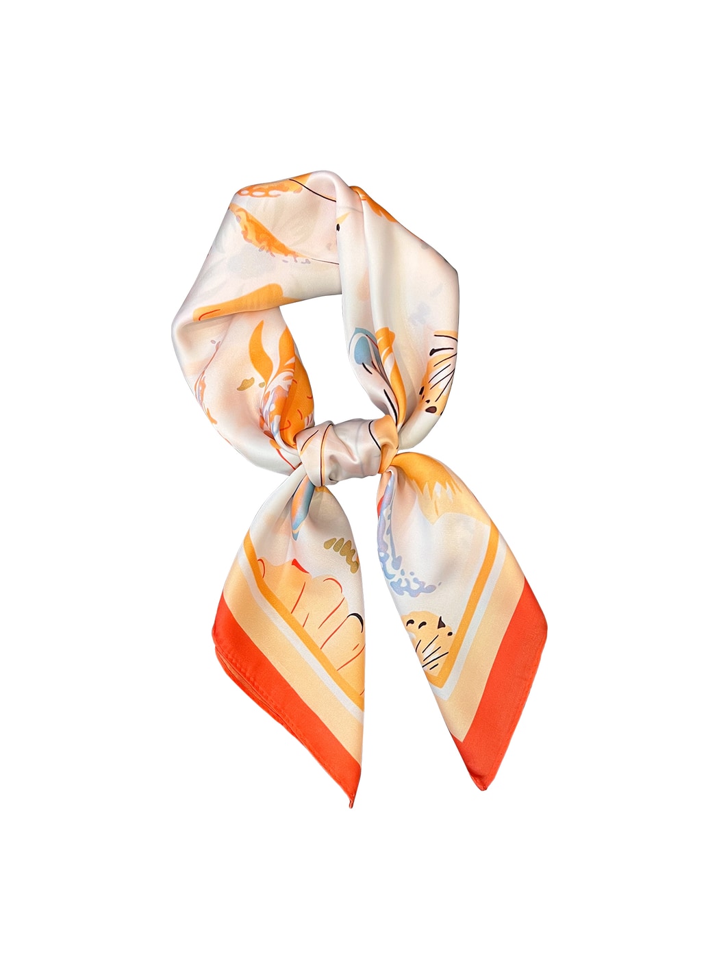 Scarvii - Printed Border Fashion Neck Square Scarf