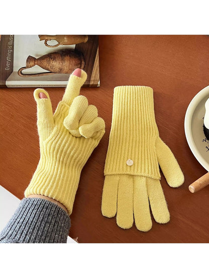 Gloving - Women's Layered Ribbed Knit Winter Gloves