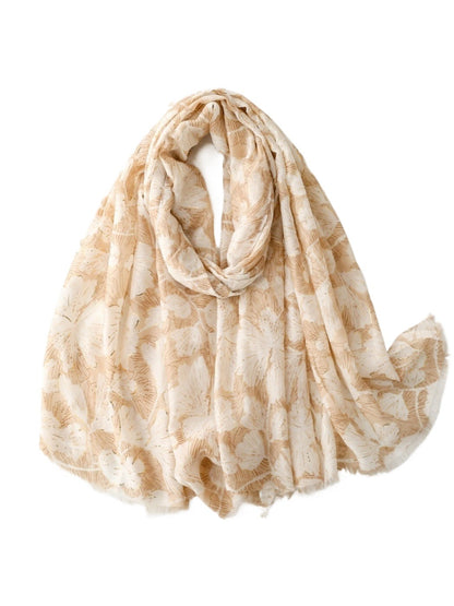 Scarvii - Gold Foil Scarf & Shawl with Floral Print