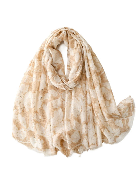 Scarvii - Gold Foil Scarf & Shawl with Floral Print