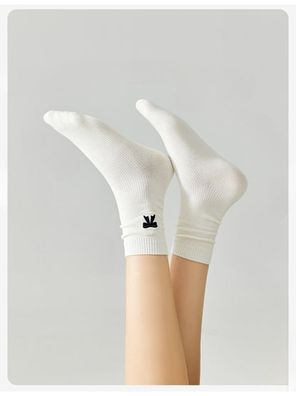 Rufia - Ribbed Crew Bow Accent Socks