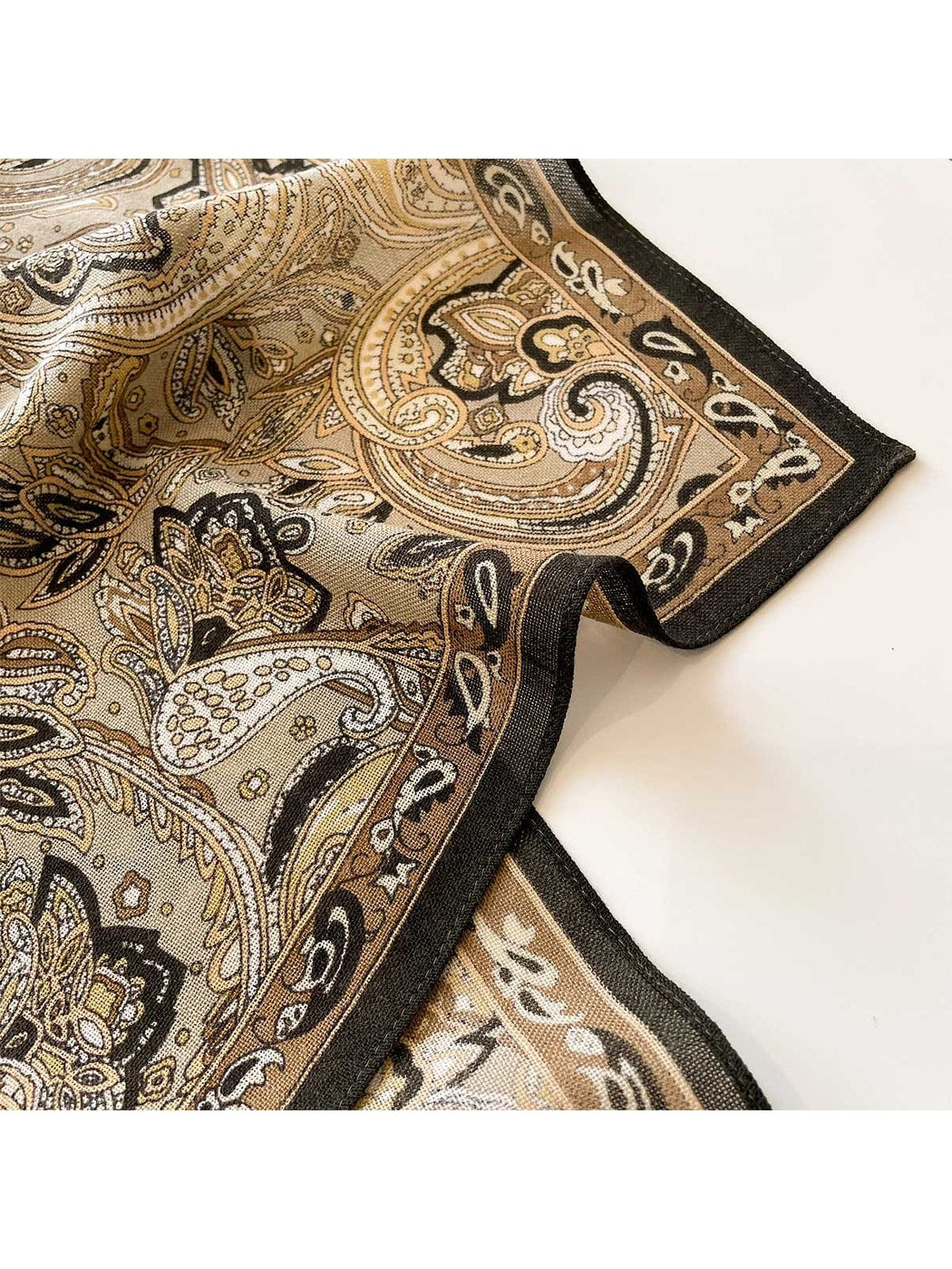 Scarvii - Vintage Khaki Paisley Print Square Scarf