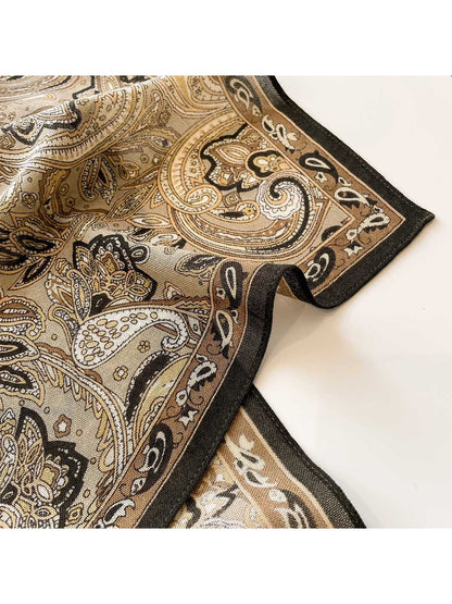 Scarvii - Vintage Khaki Paisley Print Square Scarf