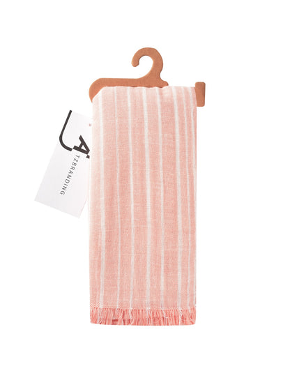 Close-up of Scarvii scarf fabric showing striped pattern and texture