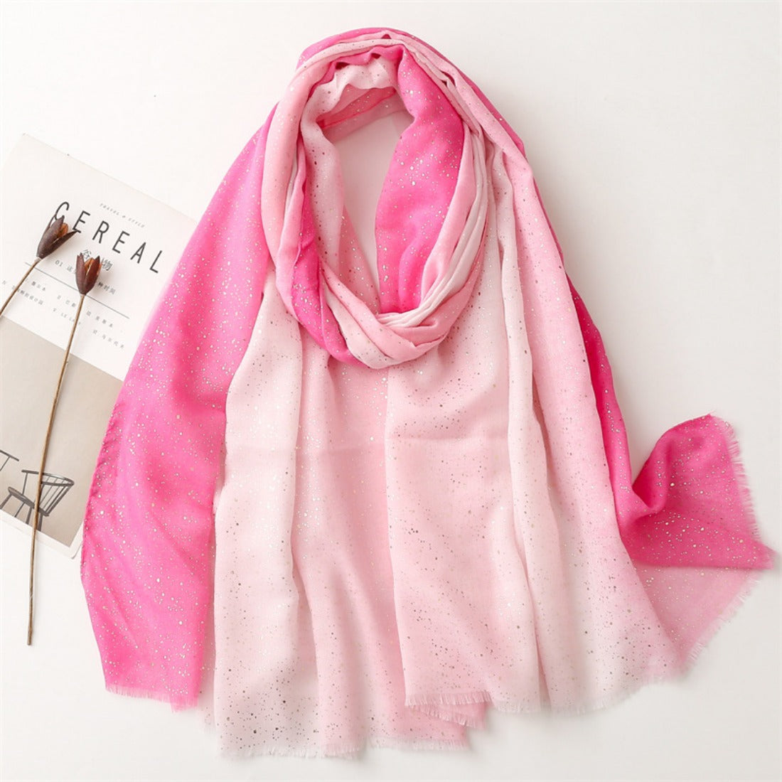 Scarvii - Color-Block Gradient Gold Dots Scarf