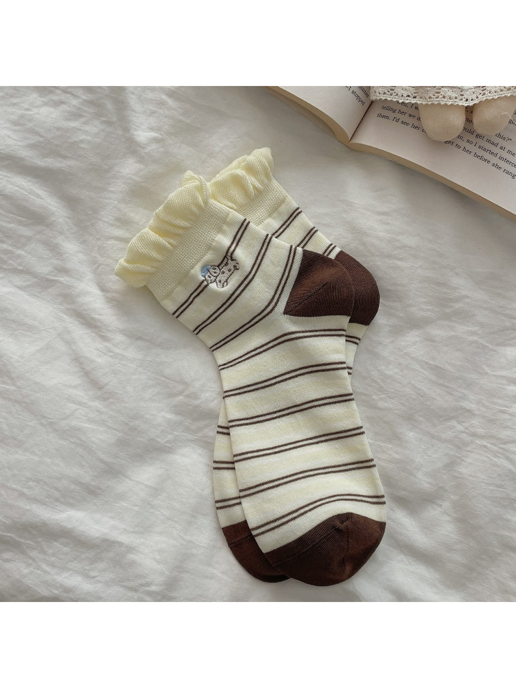 Rufia Dog Embroidered Ruffle Crew Socks product image