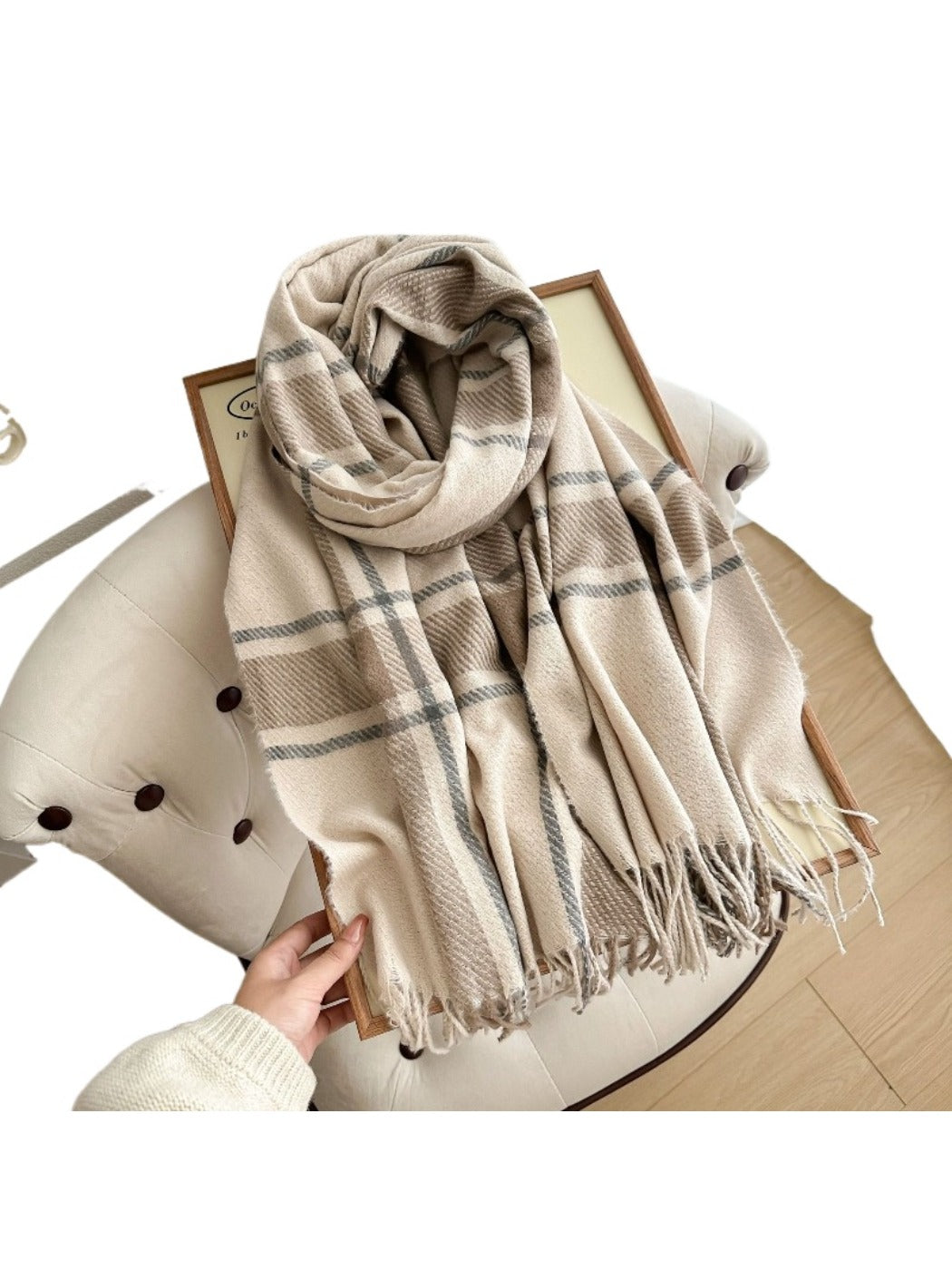 Scarvii - Cozy Plaid Tassel Scarf for Women