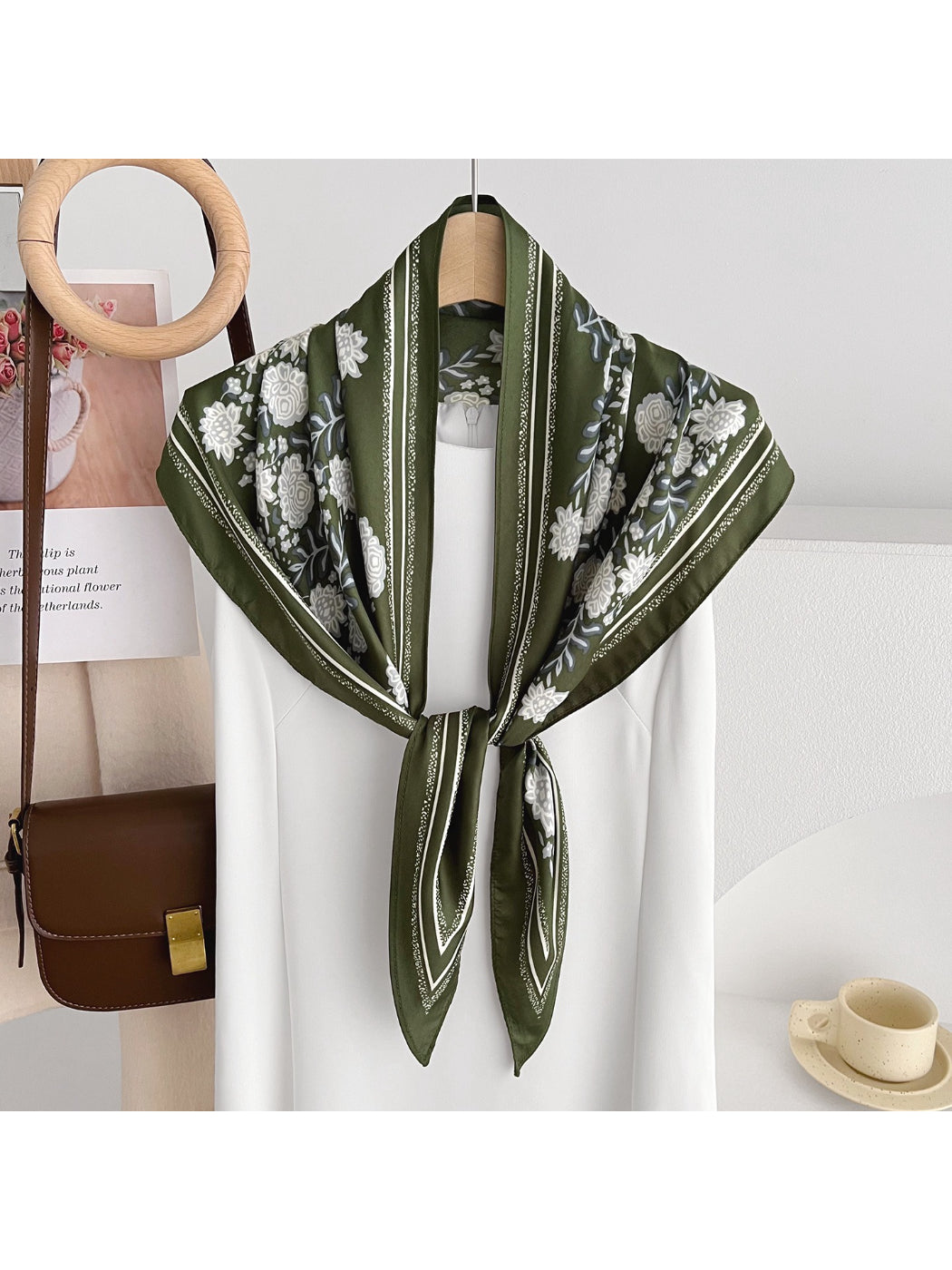 Scarvii Botanical Print Triangle Scarf