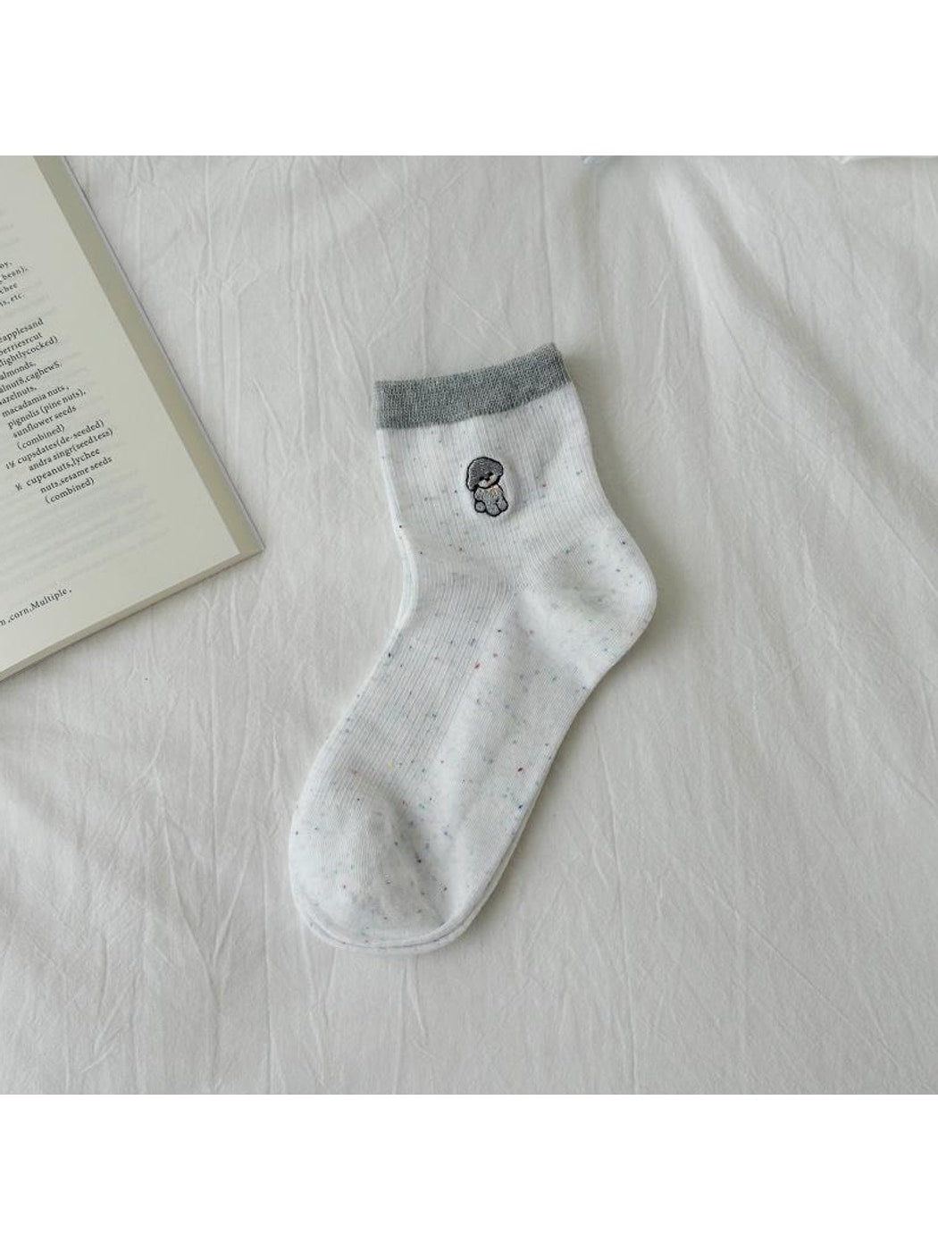 Rufia - Ruffle Cuff Patterned Casual Crew Socks