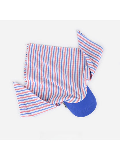 Haila - Striped Curved Brim Headscarf Cap