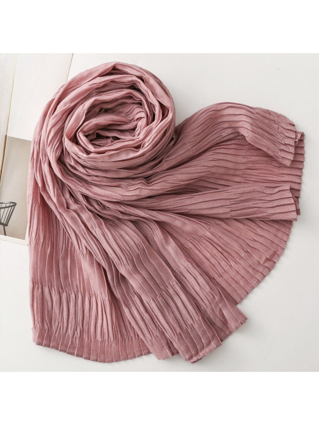 Scarvii - Textured Pleated Finish Long Scarf