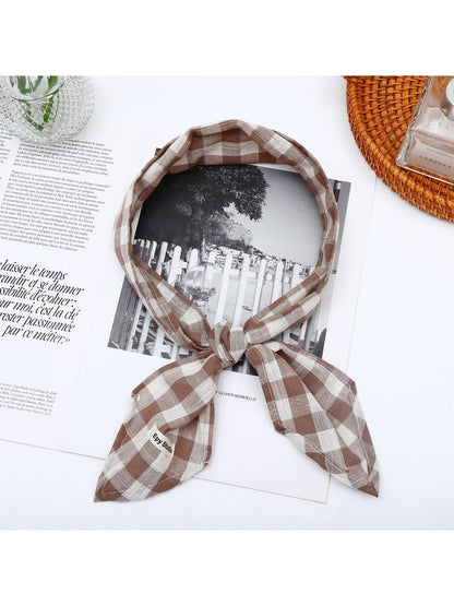 Scarvii - Geometric Check Tie-End Triangle Bandana