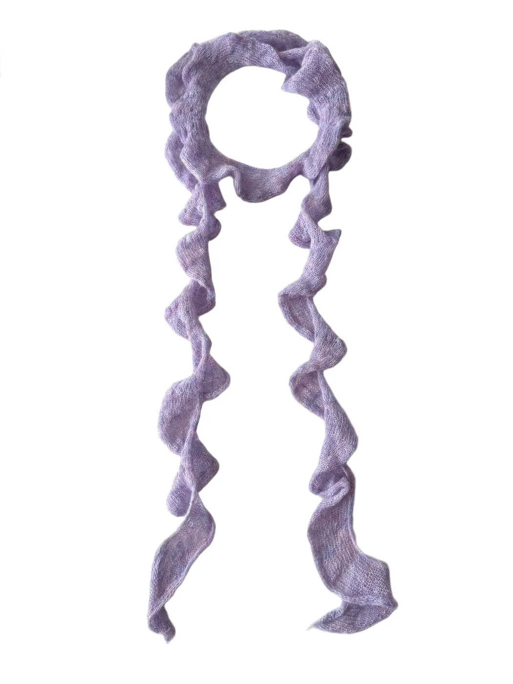 Scarvii - Solid Color Ruffle Skinny Scarf