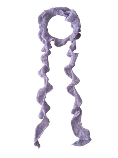Scarvii - Solid Color Ruffle Skinny Scarf