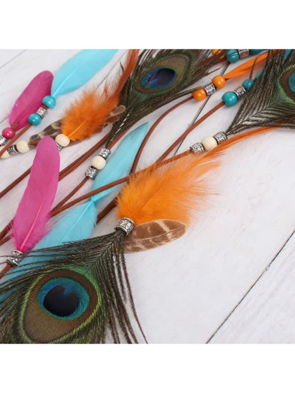 Hairish - Colorful Peacock Feather Hair Garland