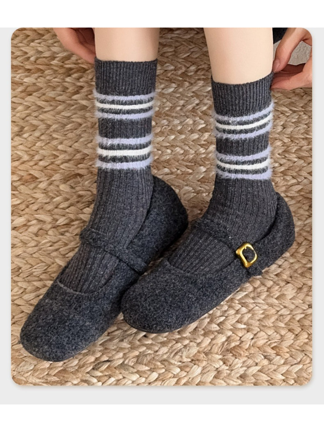 Rufia - Speckled Rib Crew Socks