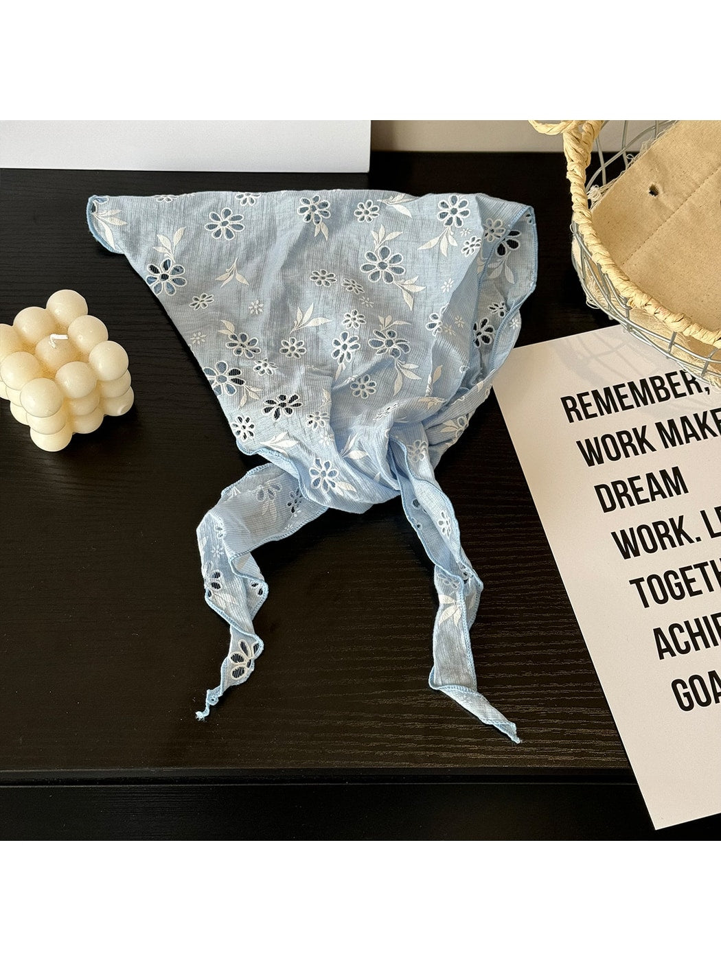 Scarvii - Cut Out Floral Printed Triangle Bandana
