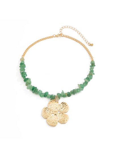 Neckit Flower Pendant Beaded Necklace displayed on a white background showing full length