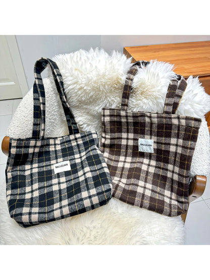 Cosbai – Plaid Crossbody Tote Bag