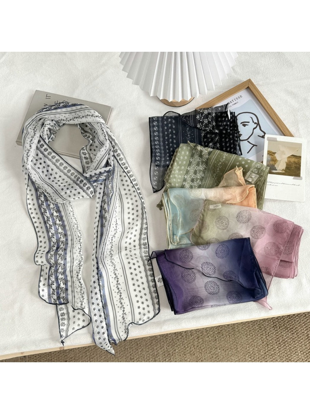 Scarvii - Gradient Sheer Simple Style Long Scarf