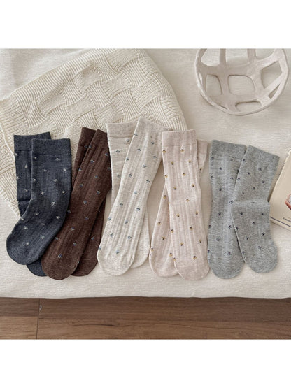 Rufia - Floral Pattern Casual Everyday Crew Socks