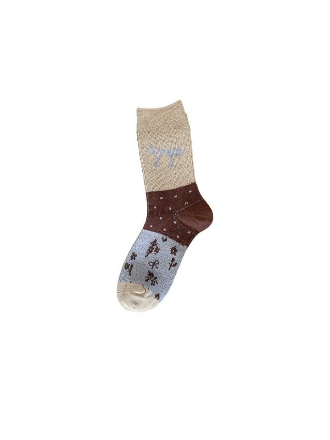 Rufia - Ribbon Motif Colorblock Crew Socks