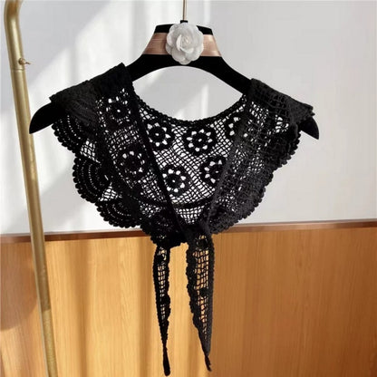 Scarvii - Hollow-Out Lace Knit Small Shawl