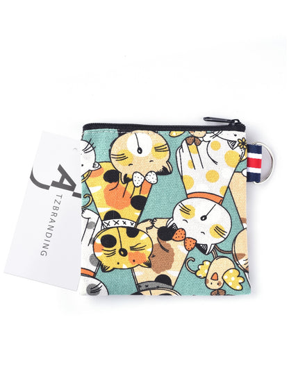 Cosbai - Canvas Cat Pattern Coin Purse