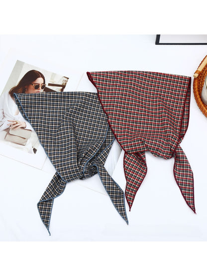 Scarvii - Geometric Retro Check Print Triangle Bandana