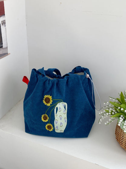Cosbai - Sunflower Drawstring Tote Bag