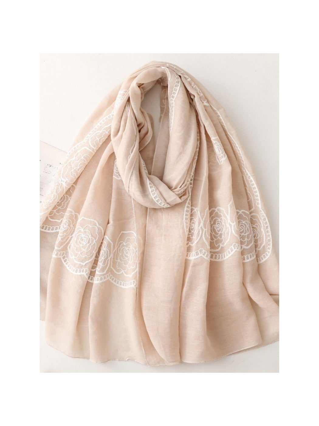 Scarvii - Elegant Scarf & Shawl with Rose Embroidered