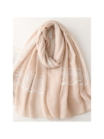 Scarvii - Elegant Scarf & Shawl with Rose Embroidered