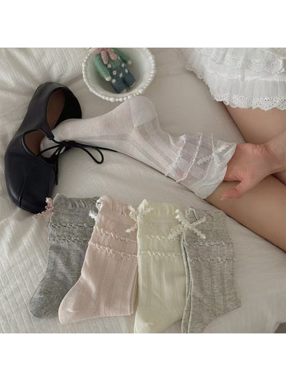 Rufia - Soft Knit Lace Trim Crew Socks product image 1