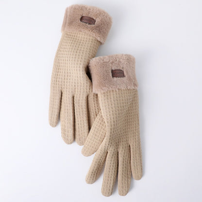 Gloving Winter Warm Waffle Knit Gloves showing knit texture